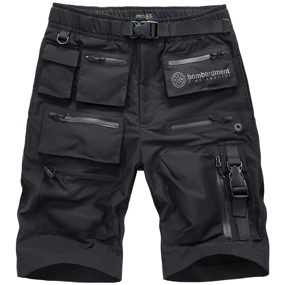 Bermuda Cargo para Hombre, de Lona, Holgada, Deportiva, con Múltiples Bolsillos - black